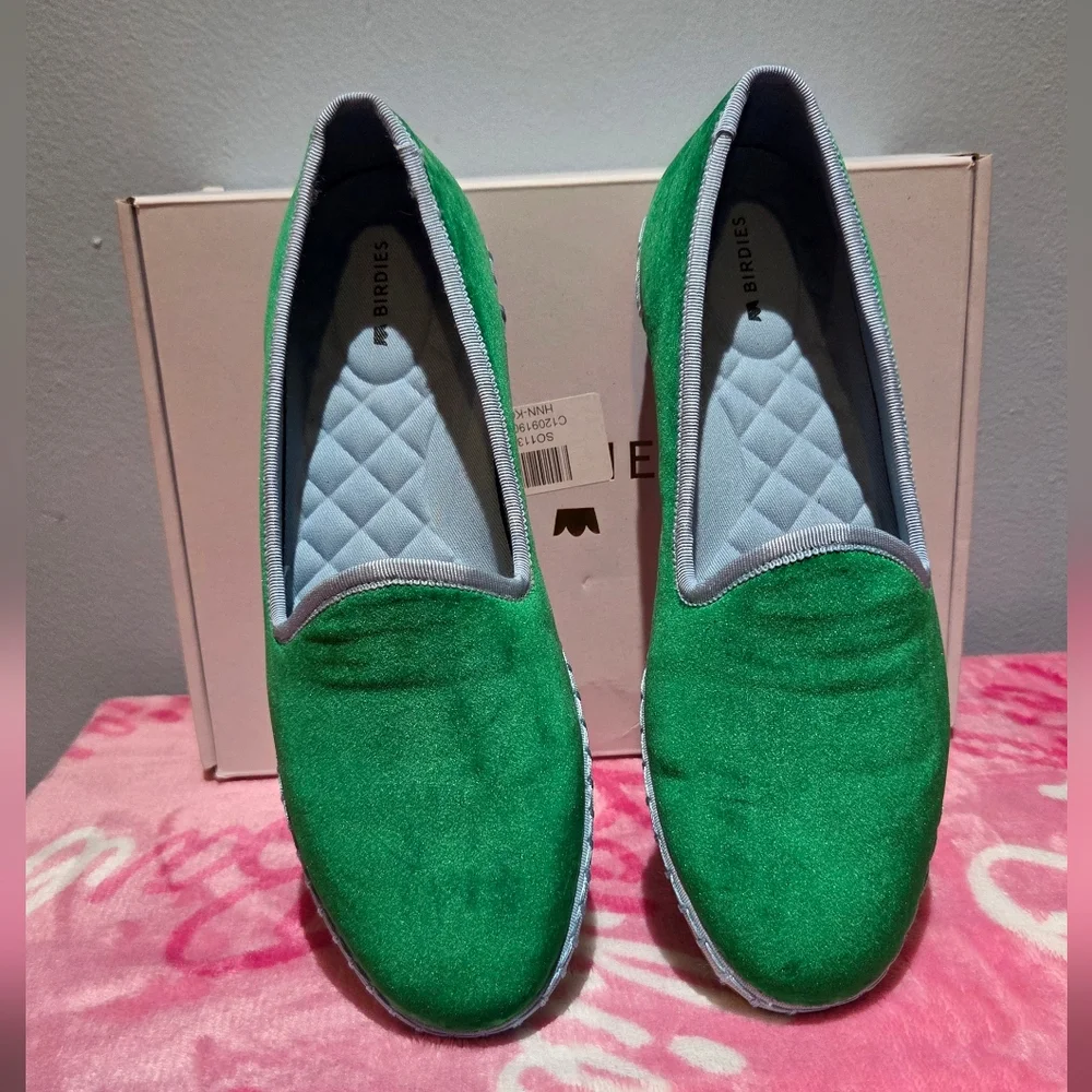 Women's Birdies Heron Kelly Green Velvet Loafer, Size 7.5 - Picture 4 of 8